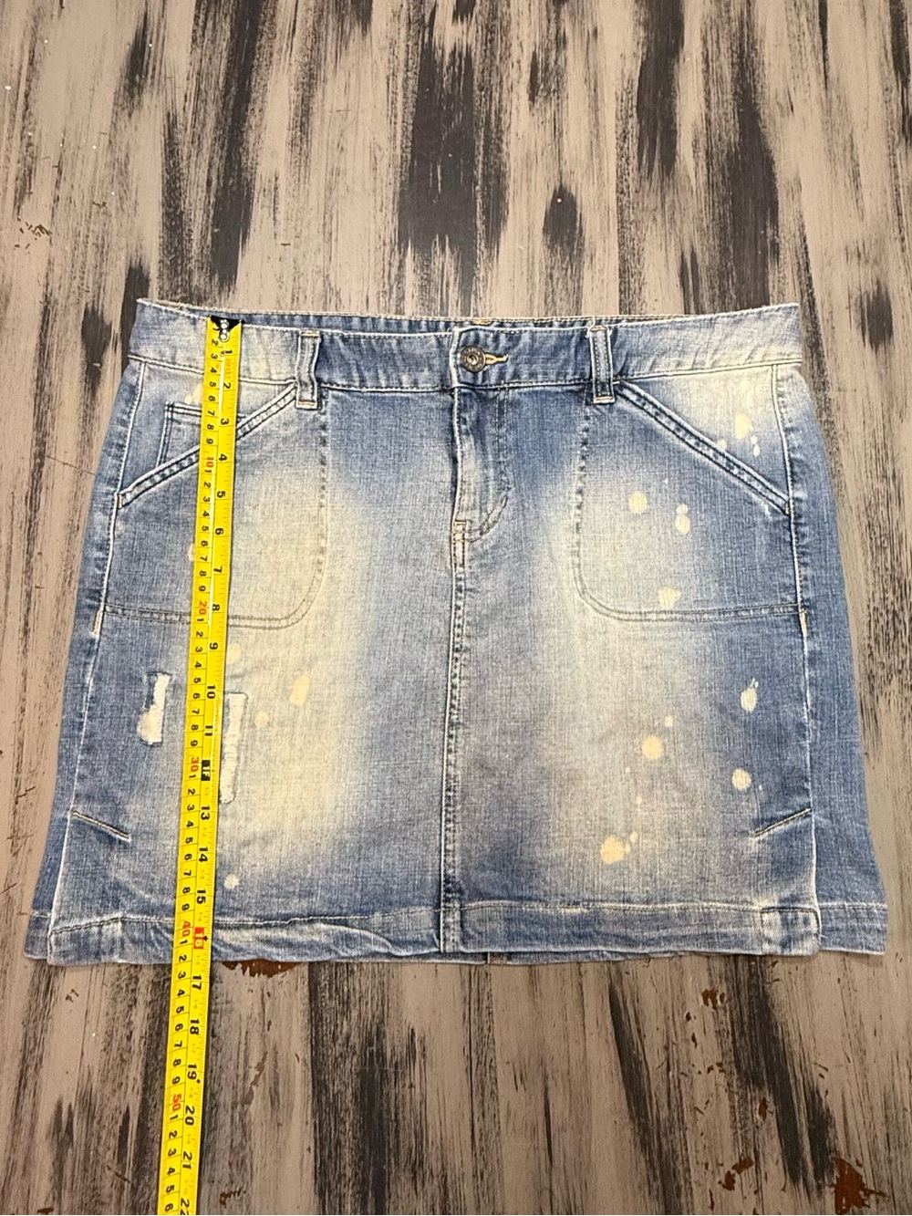 Calvin Klein Denim Distressed Mini Skirt Size 14 - Picture 6 of 14